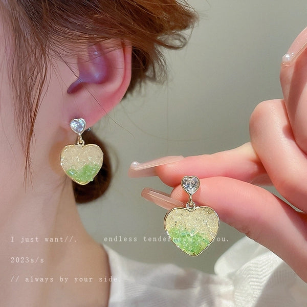 1 Pair Sweet Heart Shape Flower Copper Plating Inlay Crystal Rhinestones Pearl Drop Earrings Ear Studs