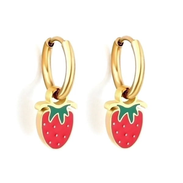 1 Pair Sweet Simple Style Fruit Stainless Steel Fruit Plating Drop Earrings