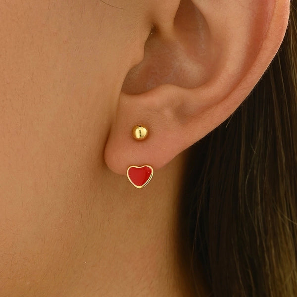 1 Pair Sweet Minimalist Heart Shape Enamel 201 Stainless Steel Ear Studs