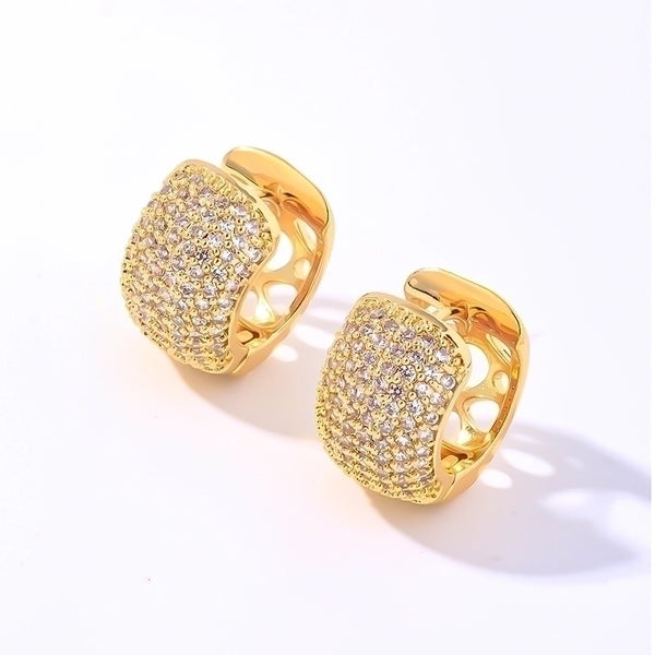 1 Pair Y2k Hip-hop Simple Style Circle Plating Inlay Copper Zircon White Gold Plated Gold Plated Earrings