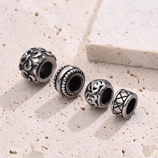 1 Pc/Package 4x7mm 5x7.5mm 6.5X 9mm Hole 4~4.9mm 304 Stainless Steel Round Floral Argyle Polished Beads Jewelry Accessories