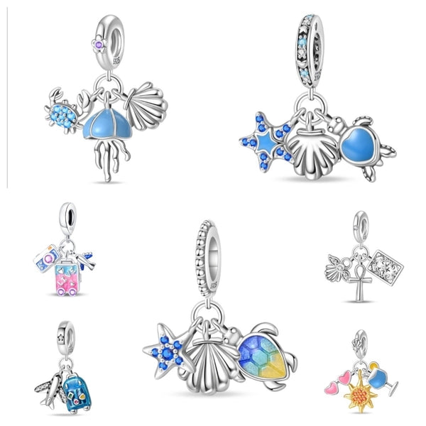 1 Piece 18.6*2.6mm 23*21.5mm Hole 4~4.9mm 925 Sterling Silver Starfish Shell Pendant Jewelry Accessories