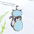 1 Piece 25*45MM Alloy Natural Stone Crystal Cat Pendant