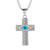 1 Piece 30*56mm Titanium Steel Zircon Cross Devil's Eye Pendant Chain