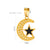 1 Piece 304 Stainless Steel Rhinestones 18K Gold Plated Cross Moon Butterfly Polished Pendant