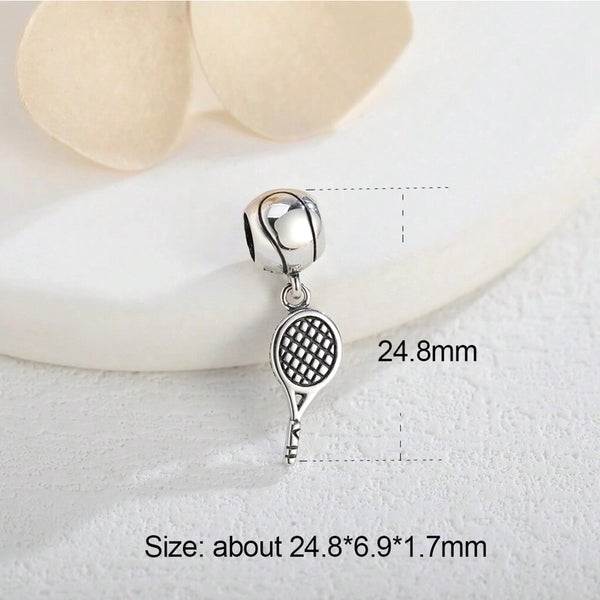 1 Piece 6.9 * Mm 925 Sterling Silver Rhodium Plated Tennis Racket Polished Pendant Jewelry Accessories