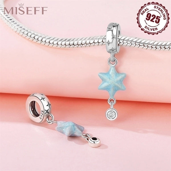 1 Piece 9*28mm 925 Sterling Silver Zircon Star Polished Pendant Jewelry Accessories