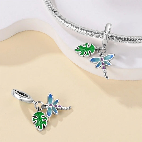 1 Piece 925 Sterling Silver Leaves Dragonfly Butterfly Pendant Jewelry Accessories