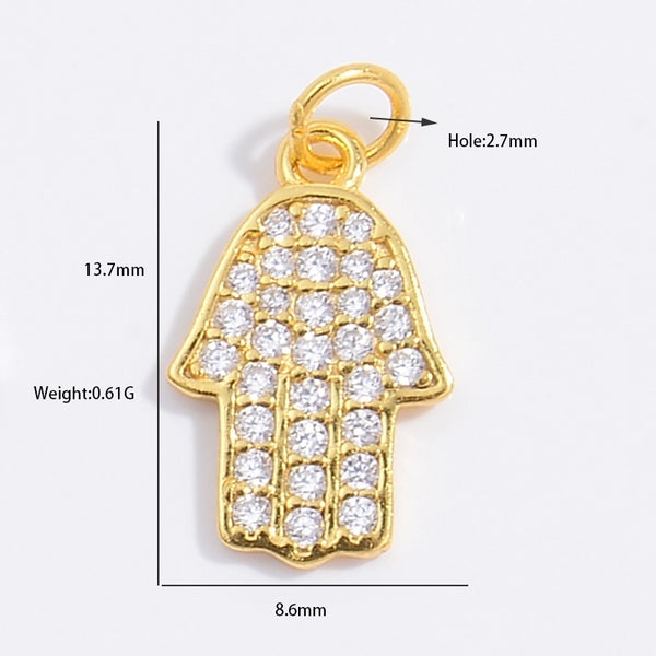 1 Piece 925 Sterling Silver Zircon 22K Gold Plated Rhodium Plated Smile Face Palm Crown Pendant