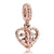 1 Piece Alloy Rhinestones Rose Gold Plated Letter Heart Shape Polished Pendant