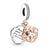 1 Piece Alloy Rhinestones Rose Gold Plated Letter Heart Shape Polished Pendant