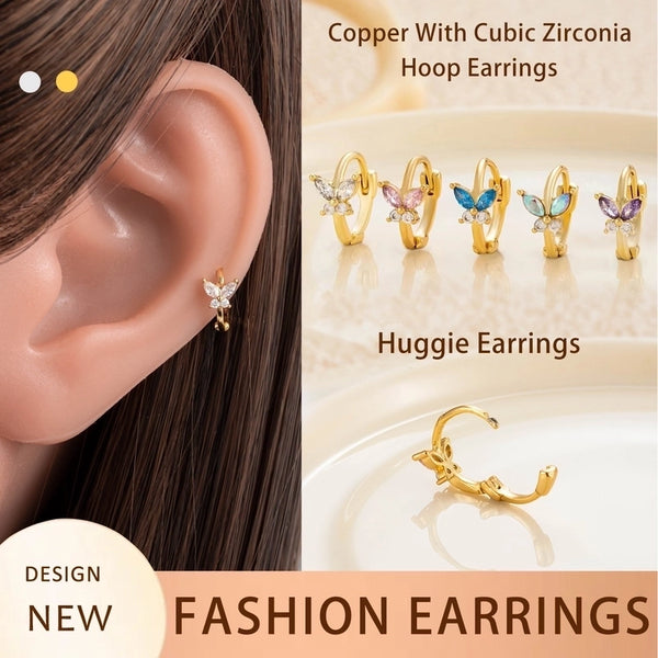 1 Piece Casual Classic Style Korean Style Butterfly Butterfly Copper Zircon Ear Clip