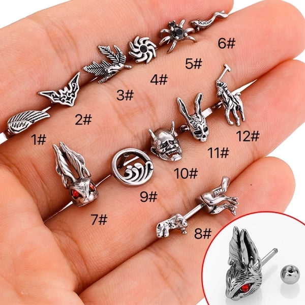 1 Piece Casual Cool Style Anime Animal Polishing 316L Stainless Steel  Ear Studs