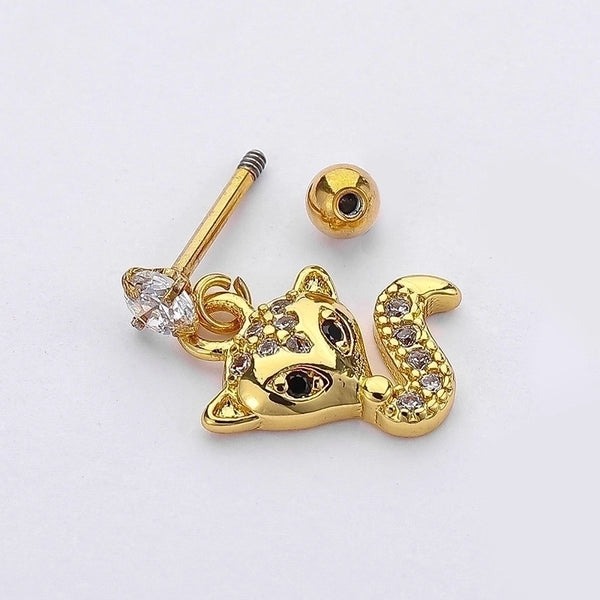 1 Piece Cute Animal Plating Inlay Stainless Steel Zircon Ear Studs