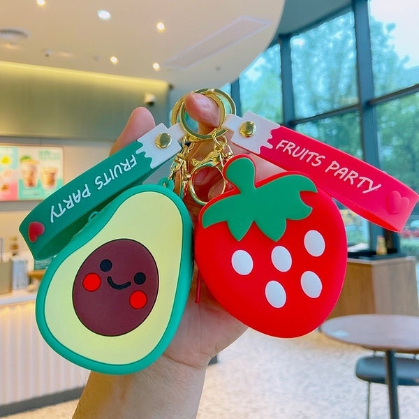 1 Piece Cute Letter Fruit Silica Gel Metal Plating Unisex Keychain