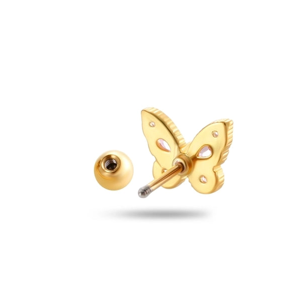 1 Piece Ear Cartilage Rings & Studs Casual Classic Style Korean Style Heart Shape Butterfly Copper Inlay Zircon