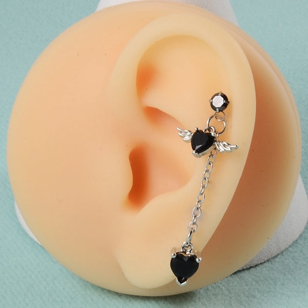 1 Piece Ear Cartilage Rings & Studs Casual Elegant Heart Shape 304 Stainless Steel Polishing Inlay Zircon Lip Rings Ear Cartilage Rings & Studs