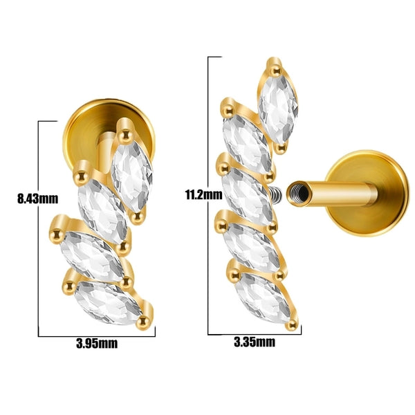 1 Piece Ear Cartilage Rings & Studs Casual Elegant Shiny Solid Color 304 Stainless Steel Plating Inlay Zircon 18K Gold Plated Ear Cartilage Rings & Studs