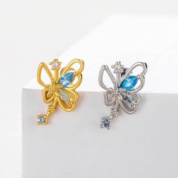 1 Piece Ear Cartilage Rings & Studs Casual Minimalist Classic Style Butterfly Copper Inlay Zircon Ear Cartilage Rings & Studs