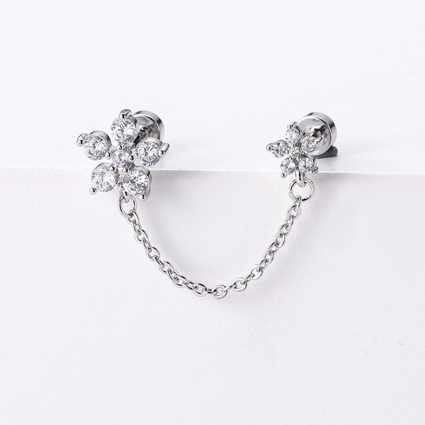 1 Piece Ear Cartilage Rings & Studs Casual Minimalist Heart Shape Crown Spider Titanium Steel Copper Inlay Zircon Ear Cartilage Rings & Studs