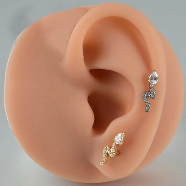 1 Piece Ear Cartilage Rings & Studs Casual Sweet Minimalist Snake Butterfly Bow Knot Pure Titanium Titanium Alloy Plating Inlay Zircon 14K Gold Plated White Gold Plated Lip Rings Ear Cartilage Rings & Studs