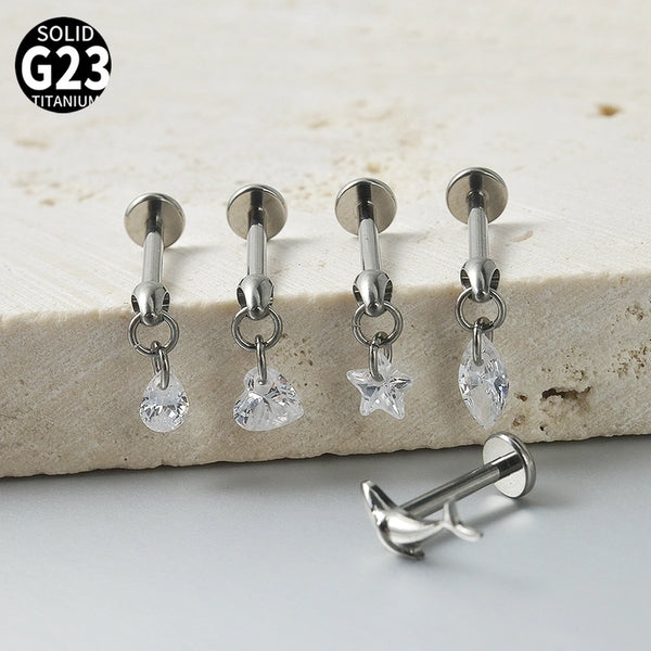 1 Piece Ear Cartilage Rings & Studs Casual Tropical Star G23 Titanium Alloy Inlay Rhinestones Ear Cartilage Rings & Studs