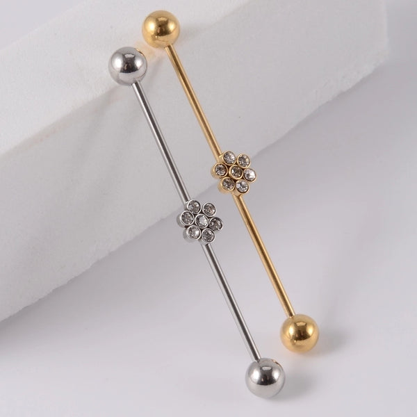 1 Piece Ear Cartilage Rings & Studs Casual Vacation Tropical Flower 304 Stainless Steel Plating Zircon 18K Gold Plated