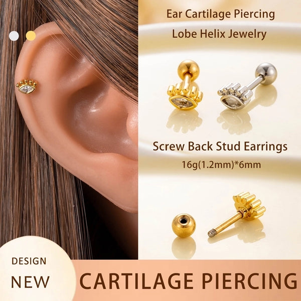 1 Piece Ear Cartilage Rings & Studs Classic Style Streetwear Shiny Heart Shape Flower Copper Polishing Plating Zircon