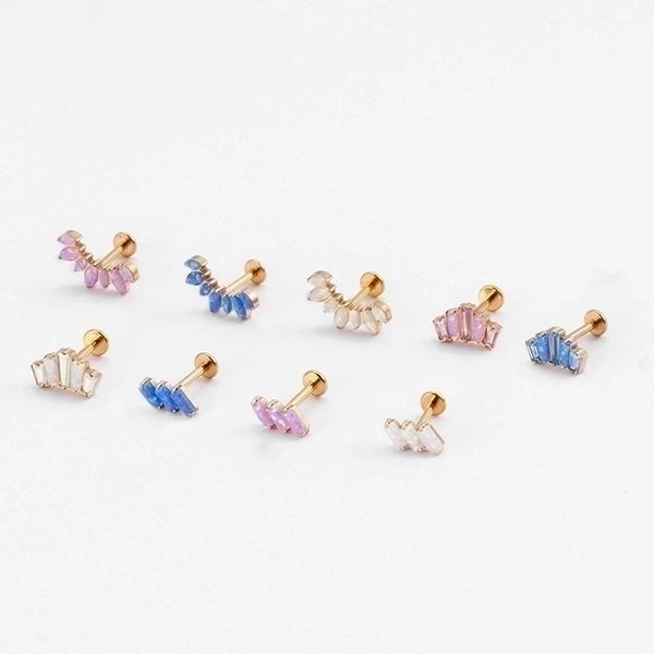 1 Piece Ear Cartilage Rings & Studs Fashion Crown Rectangle Pure Titanium Inlay Gem