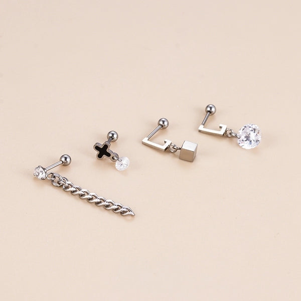 1 Piece Ear Cartilage Rings & Studs Fashion Geometric 316L Stainless Steel  Copper Plating Inlay Zircon