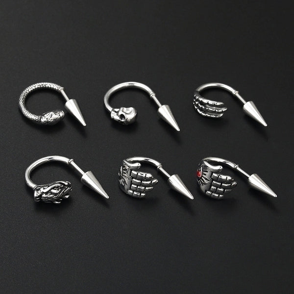 1 Piece Ear Cartilage Rings & Studs Fashion Hand Skull Stainless Steel