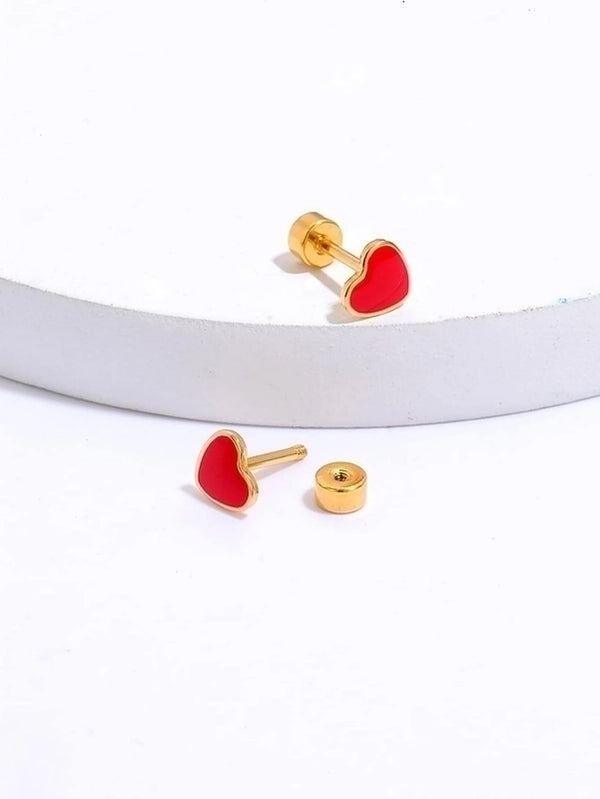 1 Piece Ear Cartilage Rings & Studs Fashion Heart 201 Stainless Steel Plating 18K Gold Plated