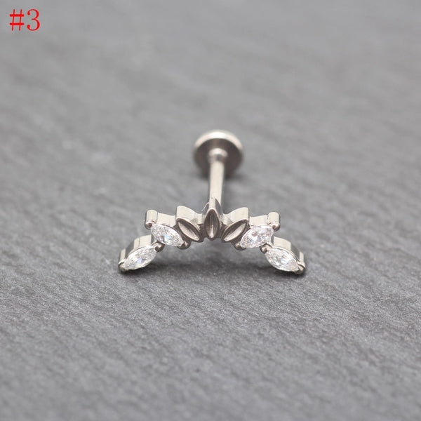 1 Piece Ear Cartilage Rings & Studs IG Style Minimalist Geometric Pure Titanium Inlay Zircon Ear Cartilage Rings & Studs