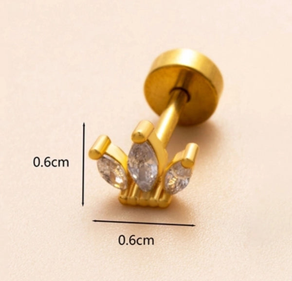 1 Piece Ear Cartilage Rings & Studs Modern Style Classic Style Flower Bee Butterfly Copper Polishing Plating Inlay Zircon 18K Gold Plated Ear Cartilage Rings & Studs