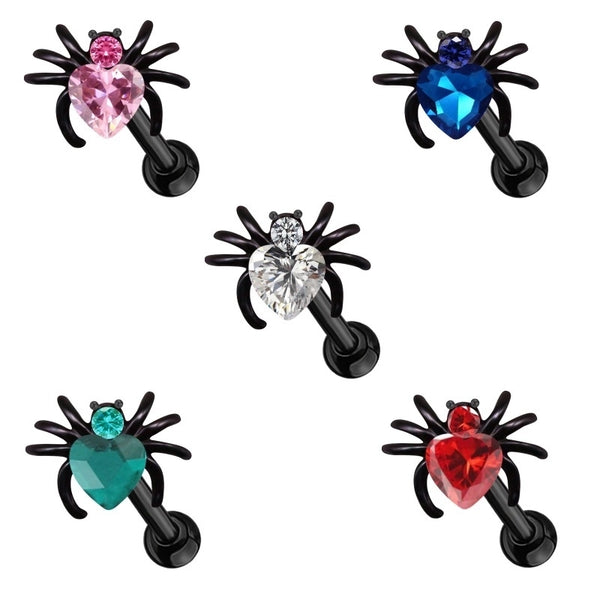 1 Piece Ear Cartilage Rings & Studs Novelty Classic Style Spider Stainless Steel Copper Plating Metal Inlay Zircon