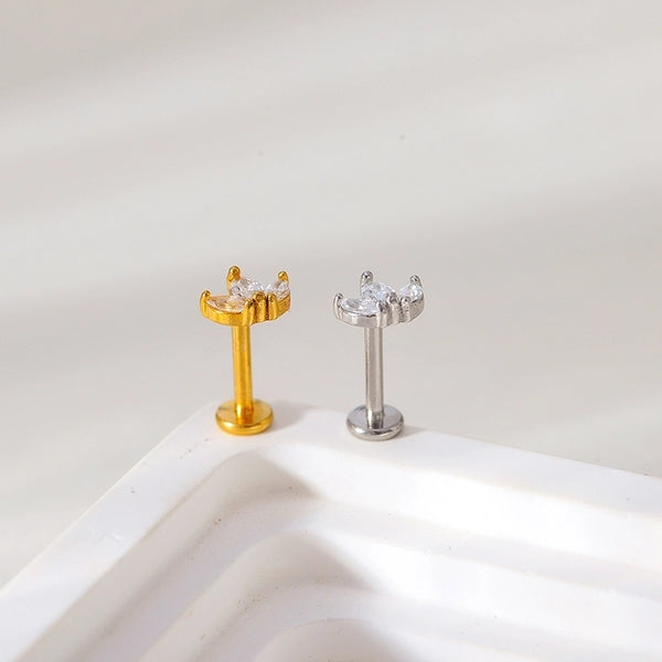 1 Piece Ear Cartilage Rings & Studs Minimalist Classic Style Geometric 316L Stainless Steel  Zircon Nose Rings & Studs