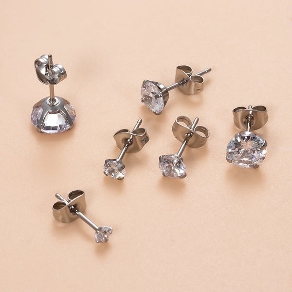 1 Piece Ear Cartilage Rings & Studs Minimalist Classic Style Shiny Geometric Round 316L Stainless Steel  Plating Inlay Zircon