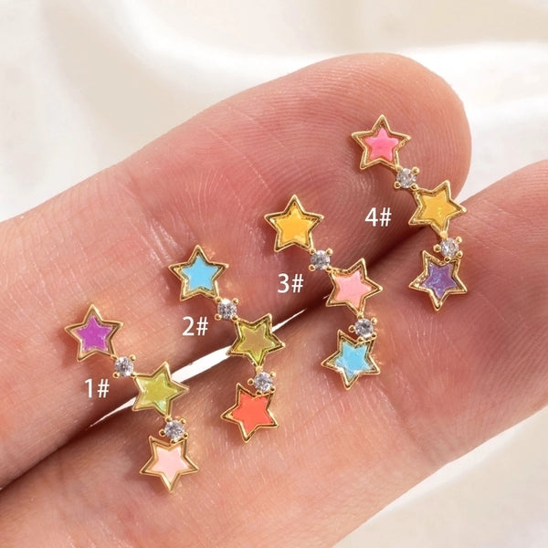 1 Piece Ear Cartilage Rings & Studs Minimalist Classic Style Star Copper Inlay Acrylic Ear Cartilage Rings & Studs