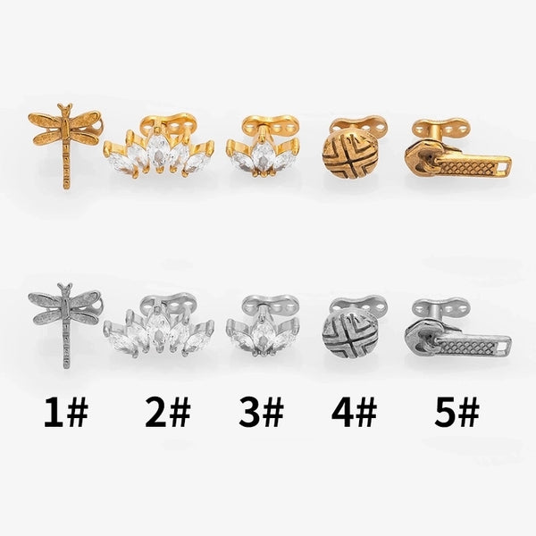 1 Piece Ear Cartilage Rings & Studs Minimalist Commute Crown Dragonfly 316L Stainless Steel  Zircon 18K Gold Plated Eyebrow Studs Ear Cartilage Rings & Studs