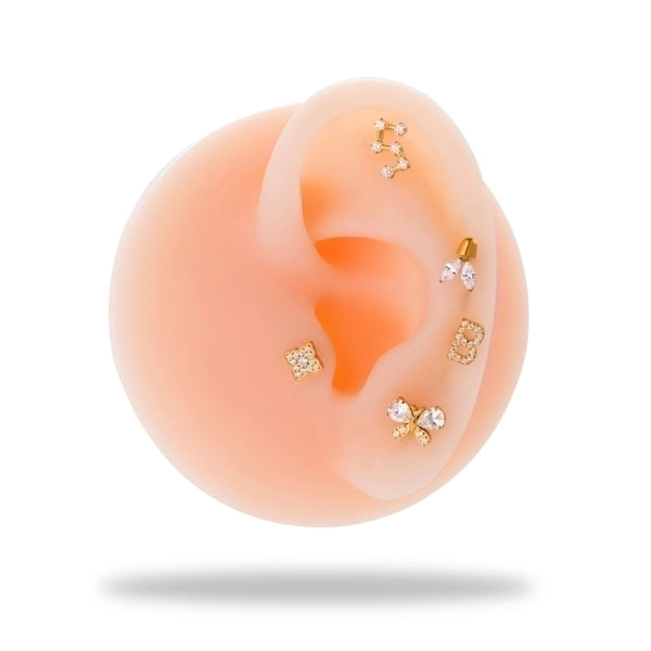 1 Piece Ear Cartilage Rings & Studs Minimalist Korean Style Flower Butterfly Pure Titanium Plating Inlay Zircon