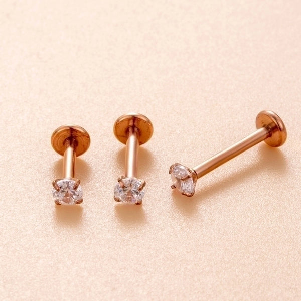 1 Piece Ear Cartilage Rings & Studs Minimalist Round 316L Stainless Steel  Plating Inlay Zircon