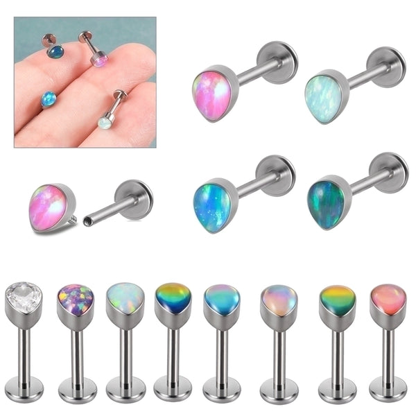 1 Piece Ear Cartilage Rings & Studs Minimalist Water Droplets G23 Titanium Synthetic Opal Resin Plating Inlay Synthetic Opal Resin Rhinestones