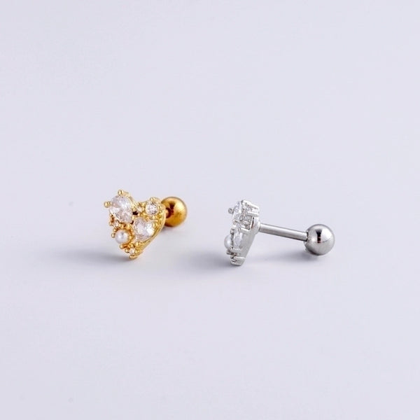 1 Piece Ear Cartilage Rings & Studs Sweet Heart Shape Butterfly 316L Stainless Steel  Copper Inlay Zircon