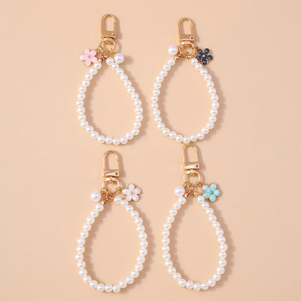 1 Piece Fashion Artificial Pearl Flower Keychain For Women Daily Wear