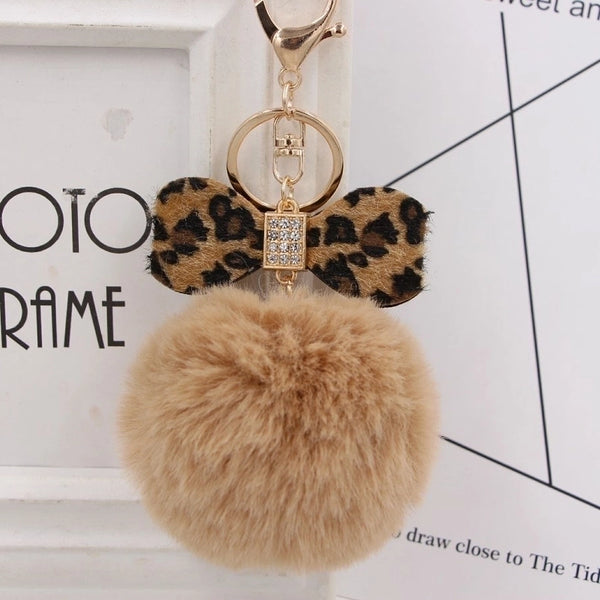 1 Piece Fashion Bow Knot Leopard Pu Leather Women's Bag Pendant Keychain