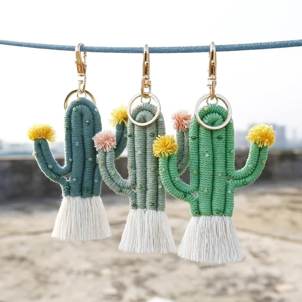 1 Piece Fashion Cactus Natural Stone Zinc Alloy Knitting Bag Pendant Keychain