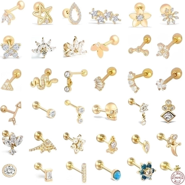 1 Piece Fashion Flower Plating Inlay Sterling Silver Zircon Ear Studs