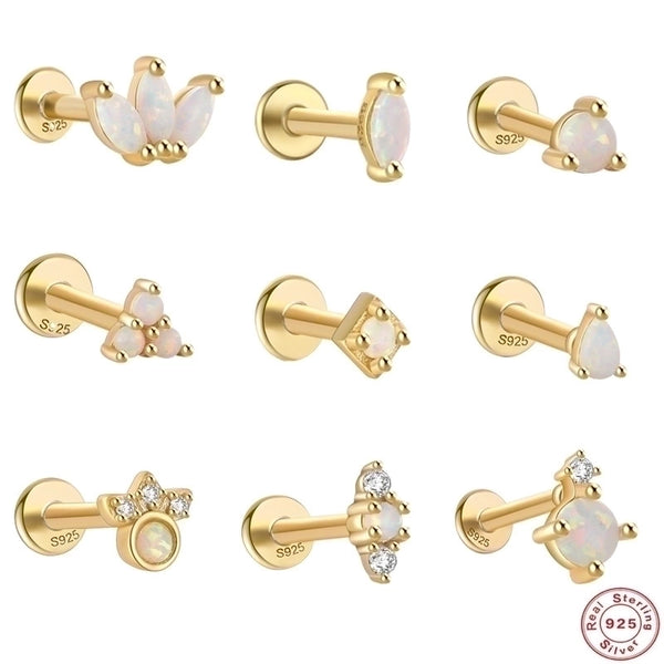 1 Piece Fashion Flower Sterling Silver Plating Inlay Gem Ear Studs