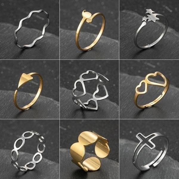 1 Piece Fashion Geometric Stainless Steel Plating Open Ring