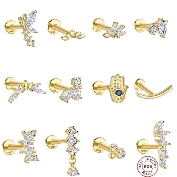 1 Piece Ear Cartilage Rings & Studs Fashion Geometric 925 Sterling Silver Plating Zircon